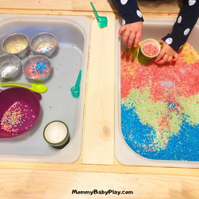 How To Make Rainbow Rice {Sensory Bin & Activity Ideas}