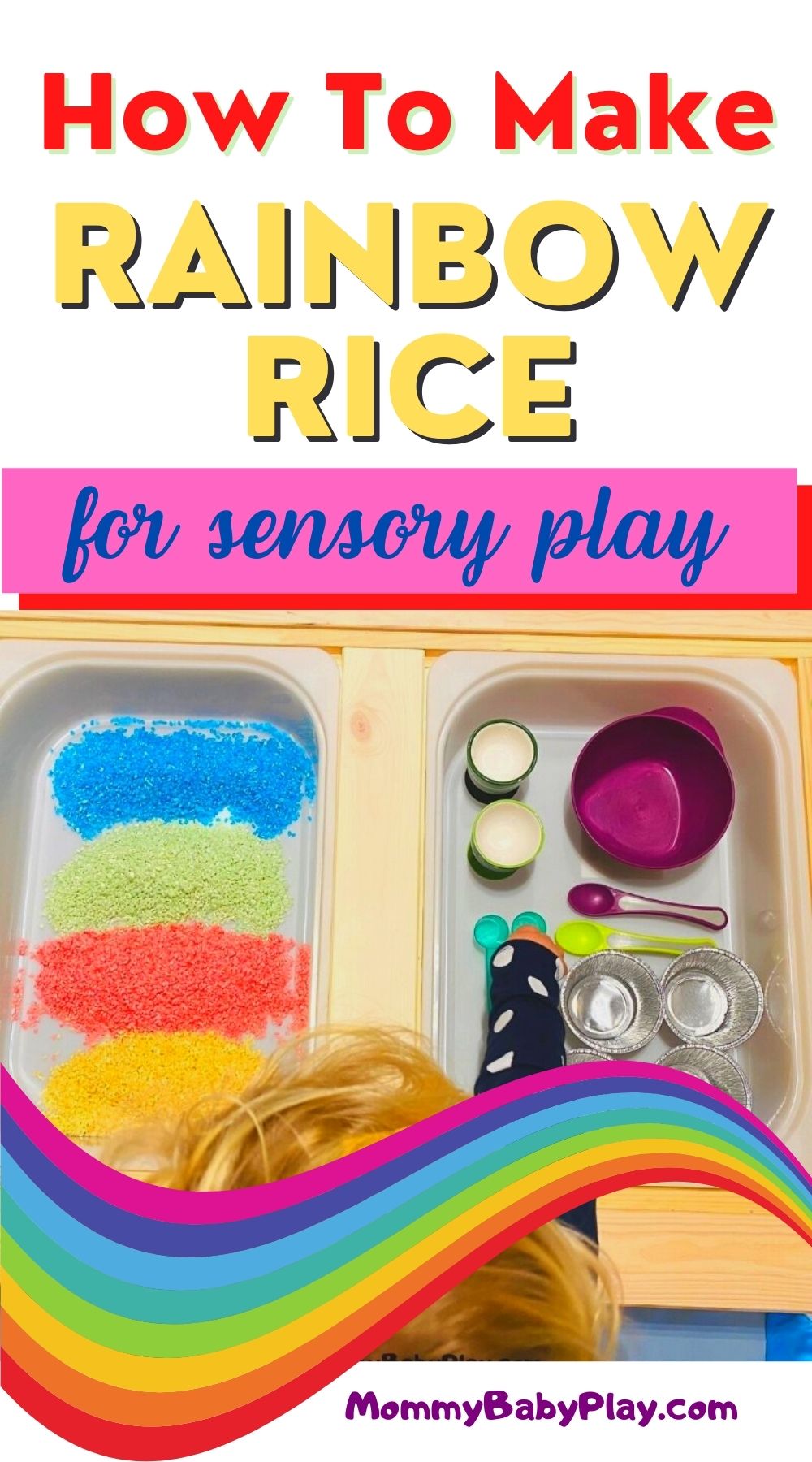 How To Make Rainbow Rice {Sensory Bin & Activity Ideas}